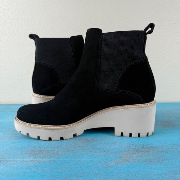 Dolce Vita Haddie Chelsea Black Suede Chunky Y2k Retro Boots Size 9 - Picture 6 of 9